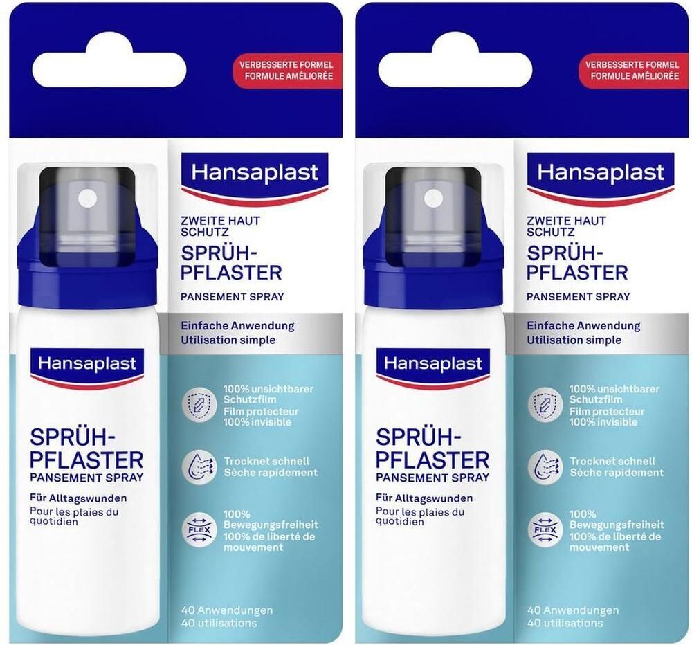 Hansaplast Zweite Haut Schutz Sprüh-Pflaster 2x 2x40 ml Sprühflasche