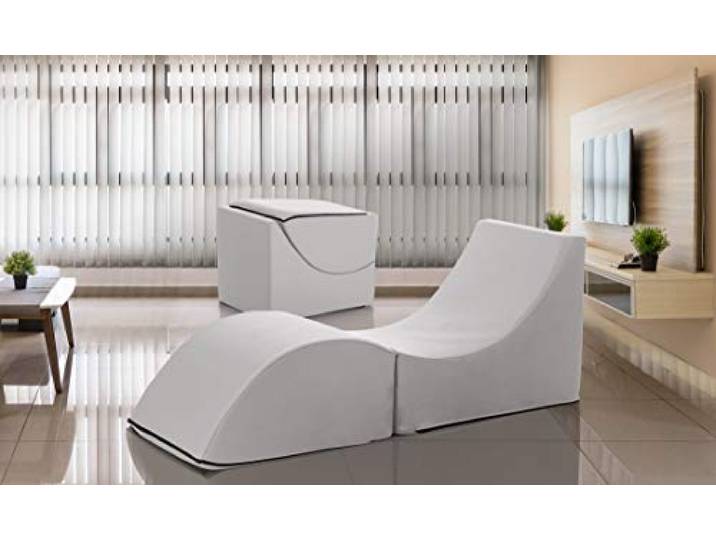 Talamo Italia - Klappbett Andreina, Hocker, der in ein Einzelbett umgewandelt werden kann, Chaiselongue aus Öko-Leder, 100 % Made in Italy, 130 x 50 x 50 cm, Weiß