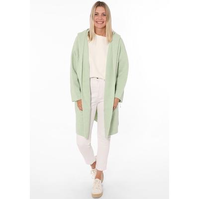 Strickjacke ZWILLINGSHERZ, Damen, grün (mint), Strick, Obermaterial: 60% Polyacryl, 20% Polyester, 15% Wolle, 5% Alpaka, unifarben, bequem ca. Mitte Oberschenkel, V-Ausschnitt, Strickjacken Strickjacke, Langarm, bequem, Taschen, One Size, ohne...