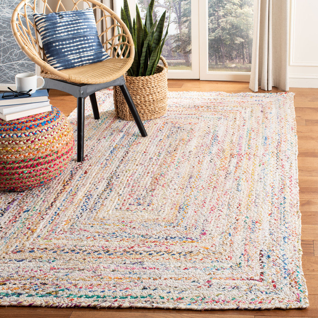 Langley Street Cotton Hand Woven Area Rug Ivory / Multi Square 213 cm