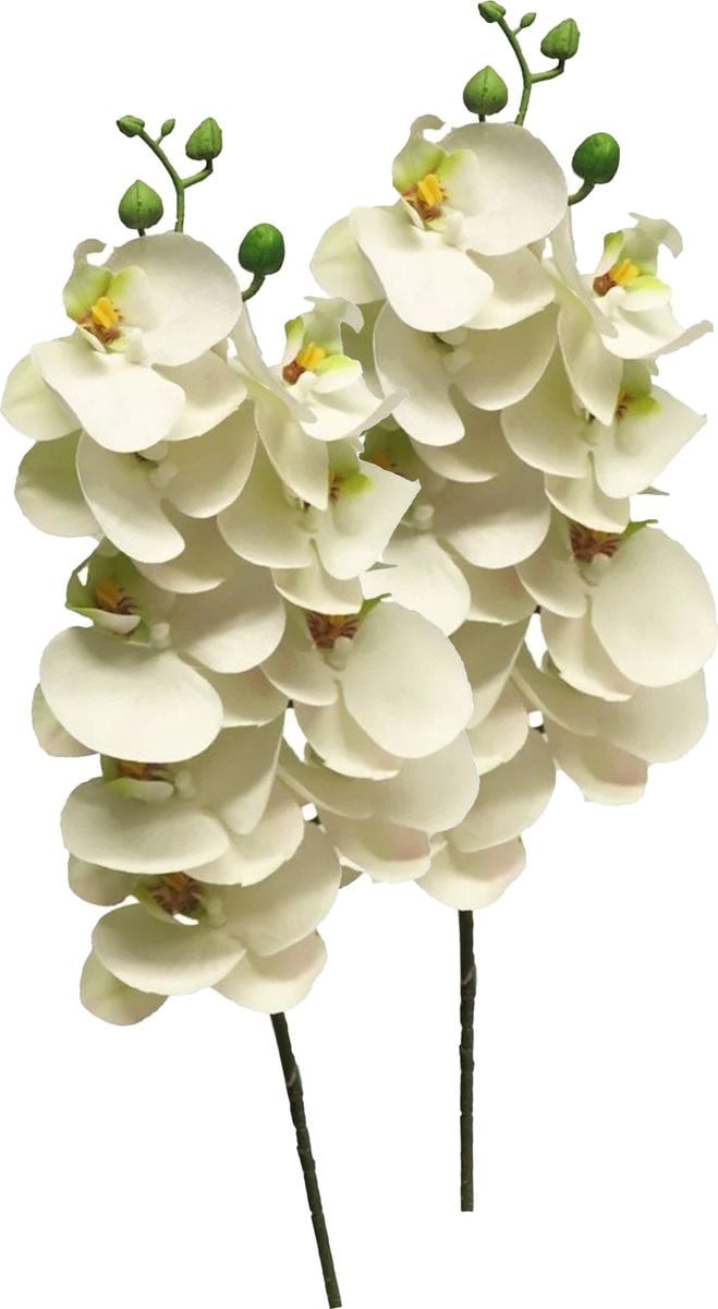 Bellatio Design Kunstbloem Orchidee Bora - 3 stuks - wit - 77 cm - zijden kunstbloem