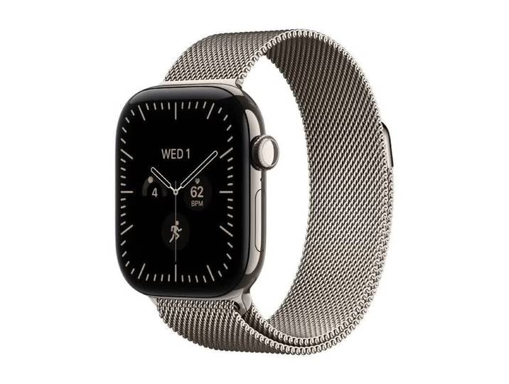 Apple Watch Series 12 GPS + Cellular 42 mm Boîtier en Titane Naturel avec Bracelet Milanais Naturel