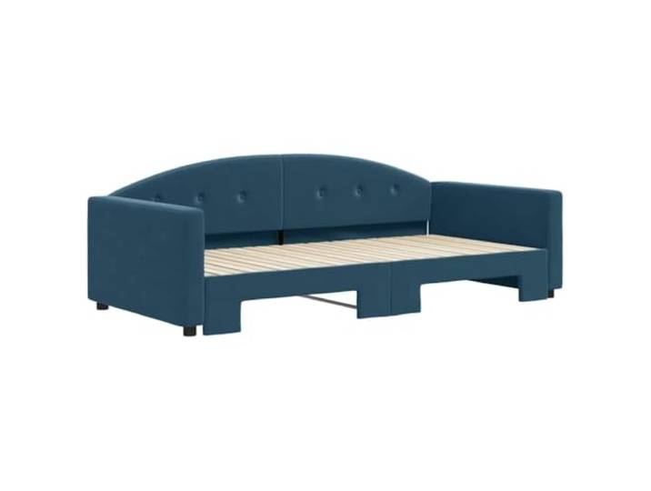 KTHLBRH Ausziehbares Schlafsofa Blau Samt 100 x 200 cm Gestell aus Holz und Metall, modernes Design, Lattenrost inklusive, 2 notwendige Matratzen