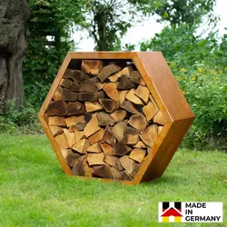 HOME DELUXE Holzlege aus Stahl ANTARES - Edelrost Optik - Made in Germany