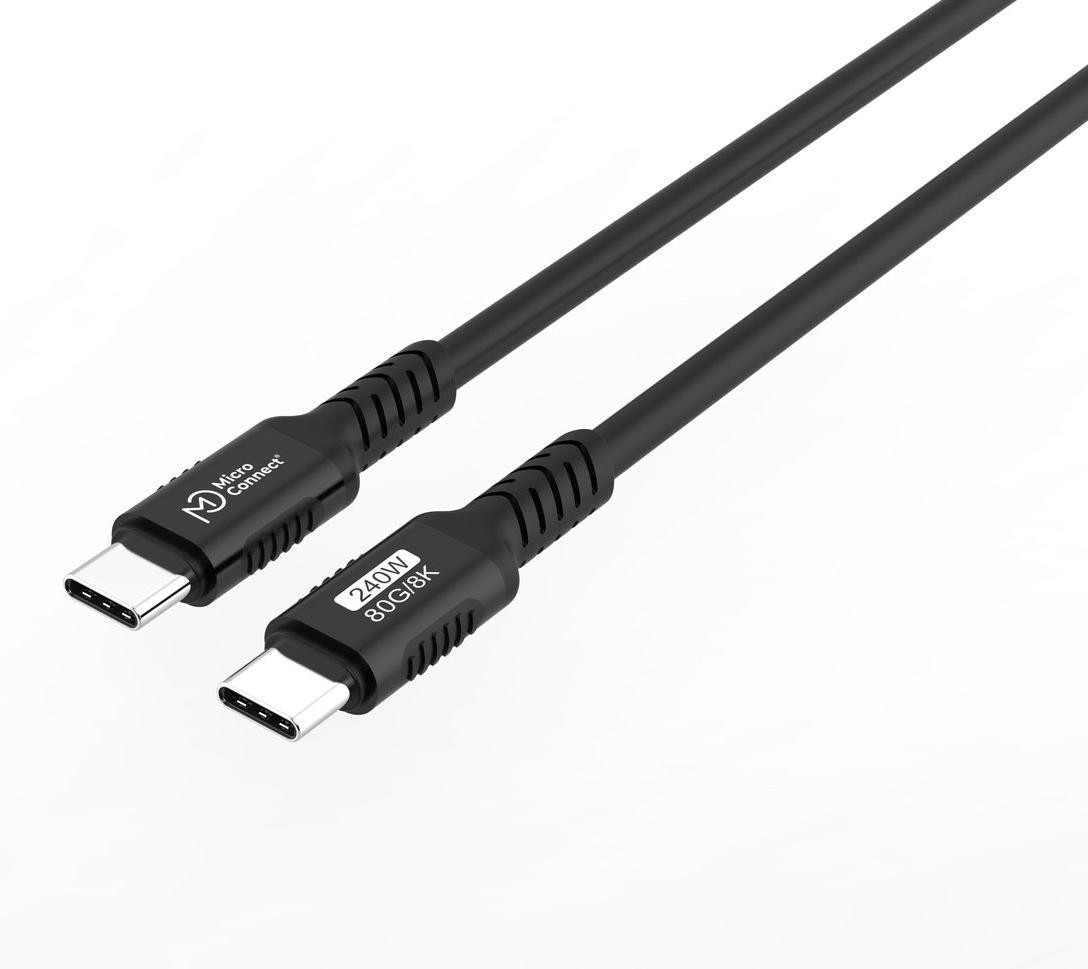 MicroConnect USB4 Gen 3x2 USB-C naar USB-C kabel, 0,5 meter, zwart