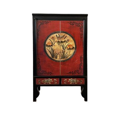 OPIUM OUTLET Möbel Kommode Schrank Sideboard Hochzeitsschrank "RedMagic" A600-1 rot-schwarz vintage asiatisch chinesisch orientalisch