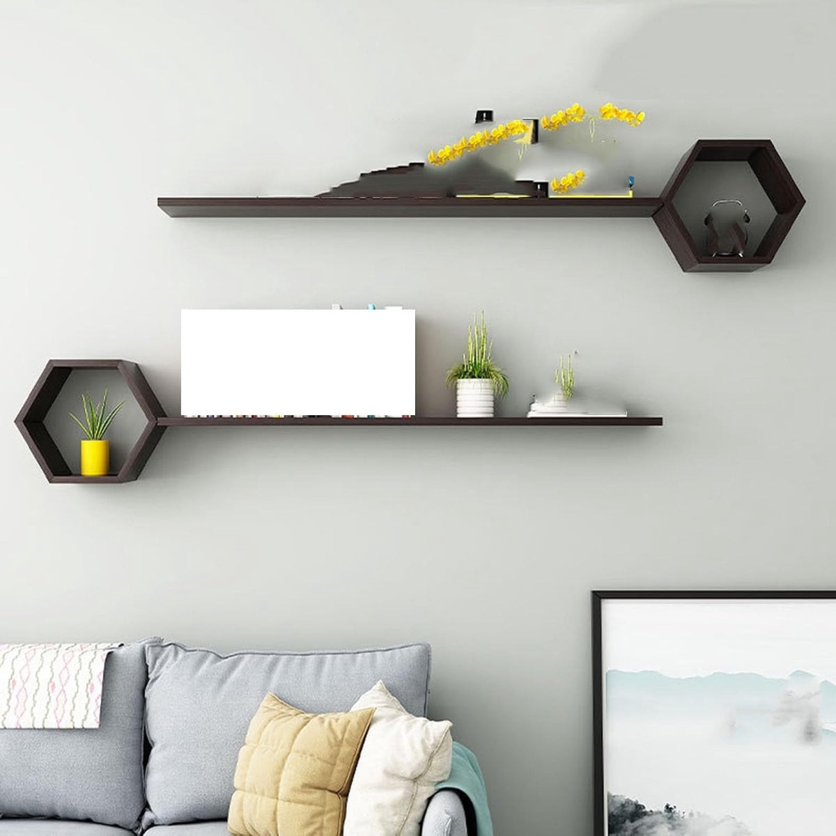 Geometrische wandplank voor boeken en decoratie - Zwart - 100 cm
