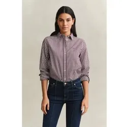 Gant für Damen. 4300214 Gestreiftes Hemd in Bordeauxrot (44), Lässig, Baumwolle, Klassisch, Langarm