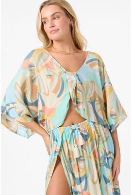 O'Neill s Anna Printed Reversible Cover-Up Top, Size Medium/Large, Viscose