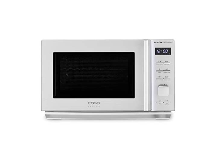 CASO MG 20 Cube Ceramic-Mikrowelle+Grill mit Keramikboden,kein Drehteller notwendig, Grillen auf 2 Ebenen möglich, Steuerung durch innovativen CUBE Controller, mit integrierter LED-Lichtleiste, Silber