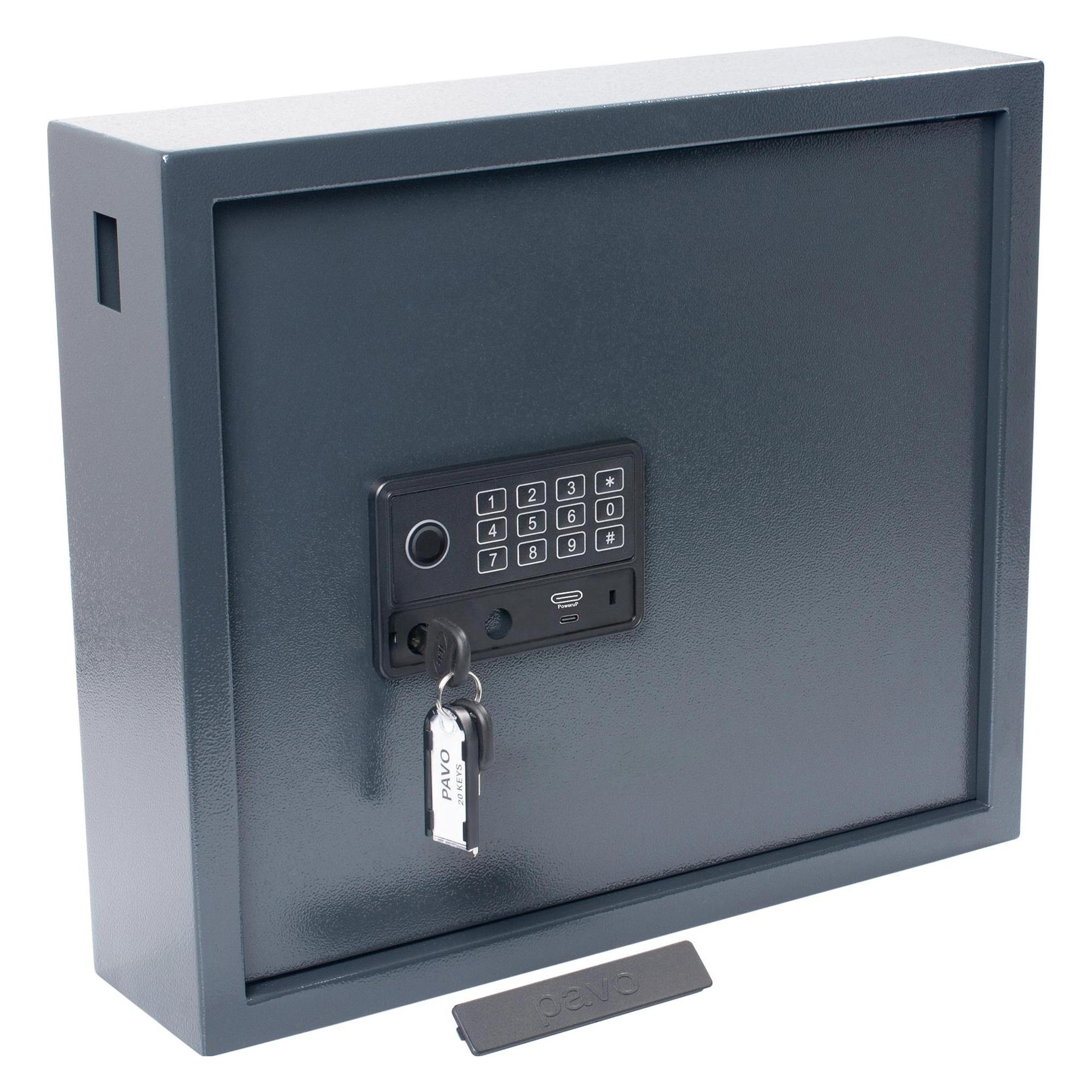 pavo High Security Schlüsseltresor grau mit 20 Haken Elektronikschloss (8015641)