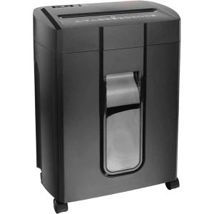 Peach Aktenvernichter 511187 PS600-70, schwarz, mit Rollen, 10 Blatt, 18 Liter Behälter, 2x12 mm Partikelschnitt, P-5