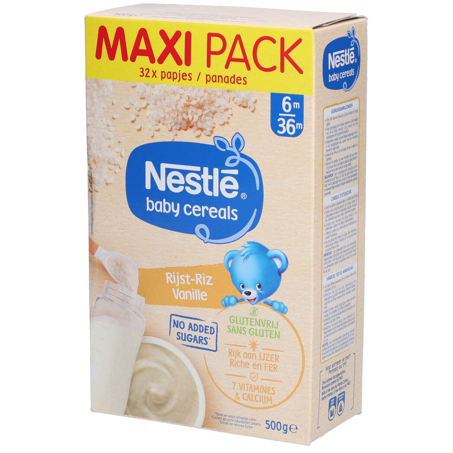Nestle Baby Granen Rijst Vanille Glutenvrij 500 g Brei
