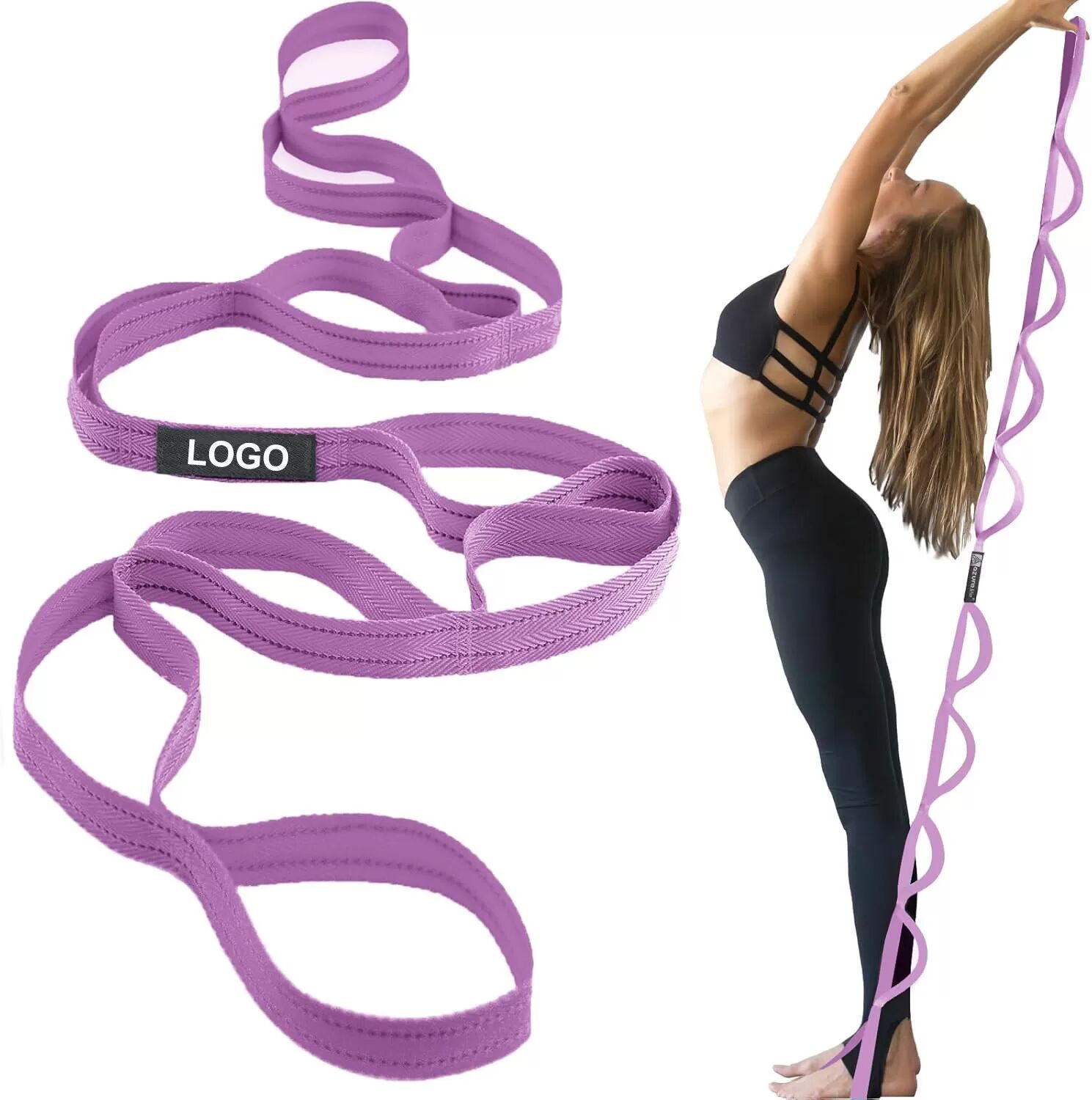 INF Lila Yogagurt mit reflektierendem Streifen - 76 Zoll