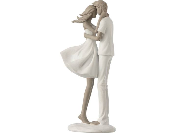 J-Line decoratie Koppel Kussend - polyresin - wit/taupe