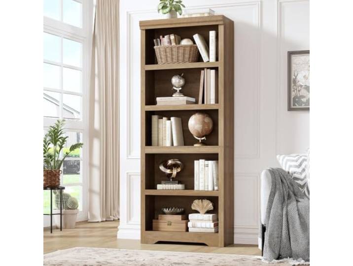 Virimolo Bücherregal 5 Ebenen, Standregal MDF 80x30x175cm, Holzregal Offenes Aufbewahrungsregal, Bücherregal für Büro, Wohnzimmer, Schlafzimmer, Kinderzimmer, Pflegeleicht, Kippsichere