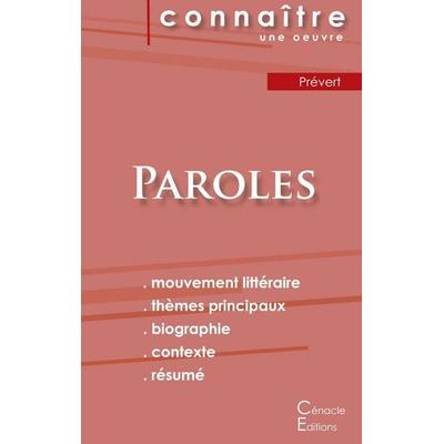 Fiche de lecture Paroles de Prévert (Analyse littéraire de référence et résumé complet), Taschenbuch von Jacques Prévert, Les éditions du Cénacle,