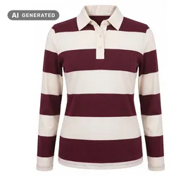 Tchibo - Rugby-Shirt - Damen - Gr. XS - weinrot/gestreift