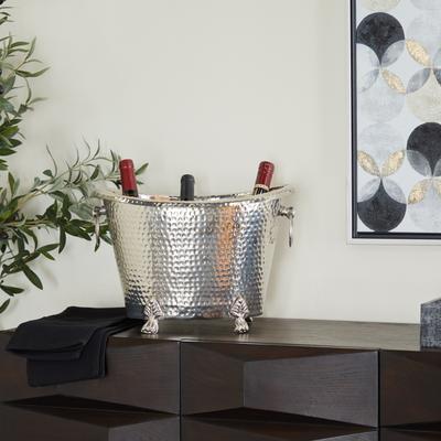 ARCILLA ELEMENTAL Silver Aluminum Metal 6 or 4 Bottle Ice Bucket