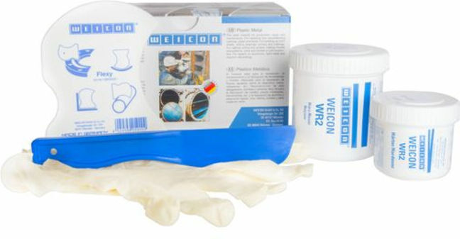 WEICON WR2, mineralisch gefülltes Epoxidharz-System für Reparatur und Spaltausgleich, 200 g, anthrazit (10350002)