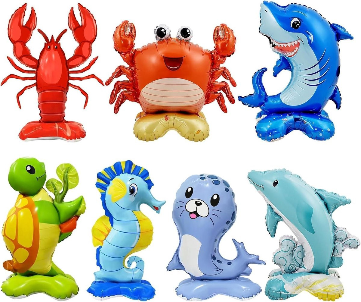 Zeewier Ballonnen Set van 7 Stuks - Decoratie voor Kinderen Verjaardag met Zee Dieren Thema en Helium Ballonnen