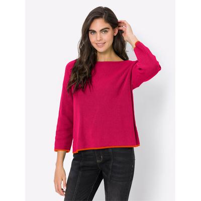 3/4 Arm-Pullover HEINE "Pullover", Damen, Gr. 48, pink, 100% Baumwolle, unifarben, Pullover