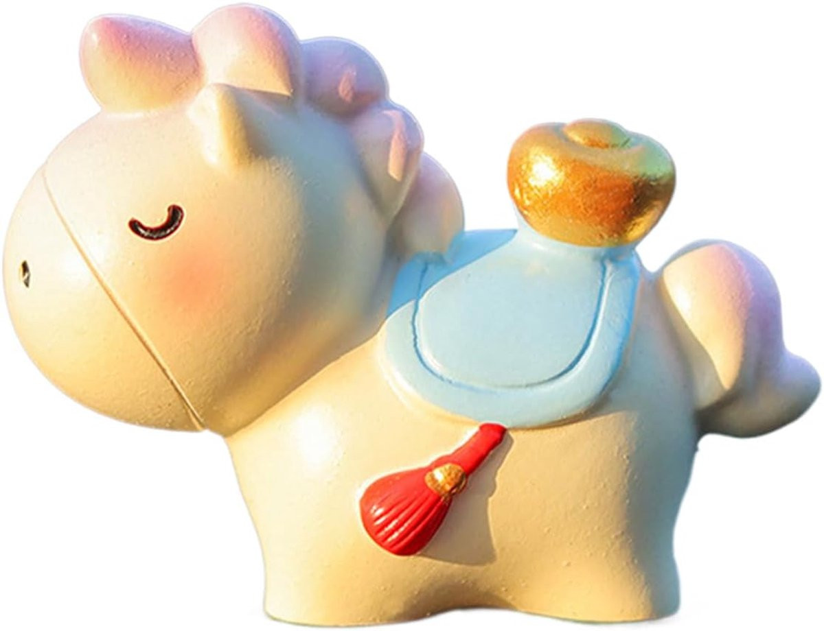 Silvester Paardenbeeldje Decoratief Figuur Goudkleurig met Schrijfkaart Hoogte: 5 cm