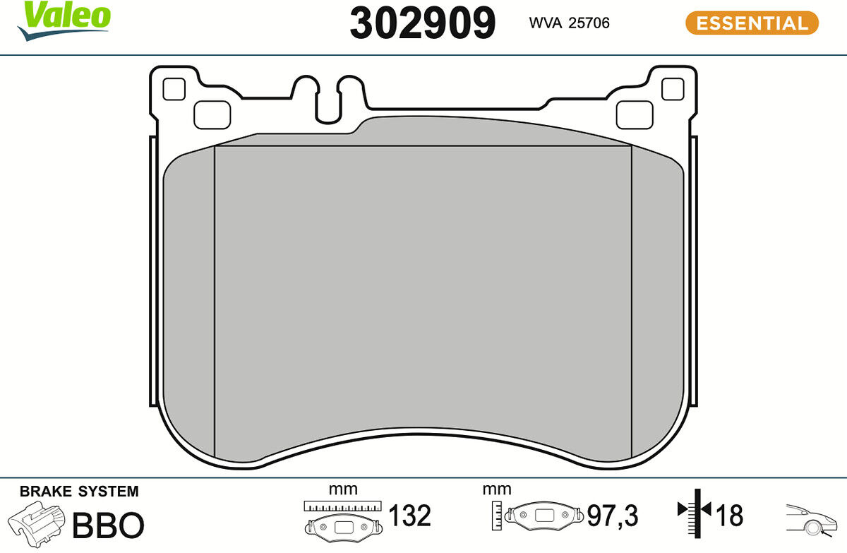 Valeo Bremsbelagsatz, Scheibenbremse 302909 Vorderachse Für Mercedes Brabus
