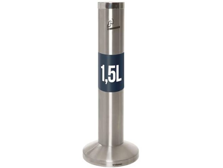 VIVANNO Standaschenbecher Edelstahl Fumo XL - Wetterfester Outdoor Ascher Rostfreier V2A Außenascher aus gebürstetem Edelstahl, 14x82 cm (DxH) mit herausnehmbarem 1,5 L Einsatz-Aschebehälter