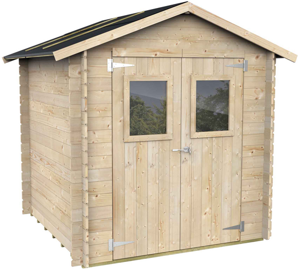 Alce Hobby 198x198  Gerätehaus aus Holz  mit Fenstern und Doppeltür  198x198x215 cm