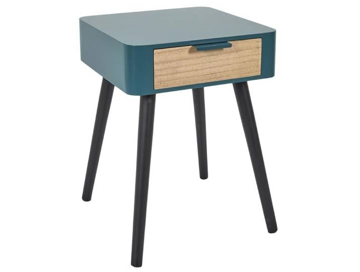 Table de chevet 1 tiroir en bois collection SHIREL bleu canard