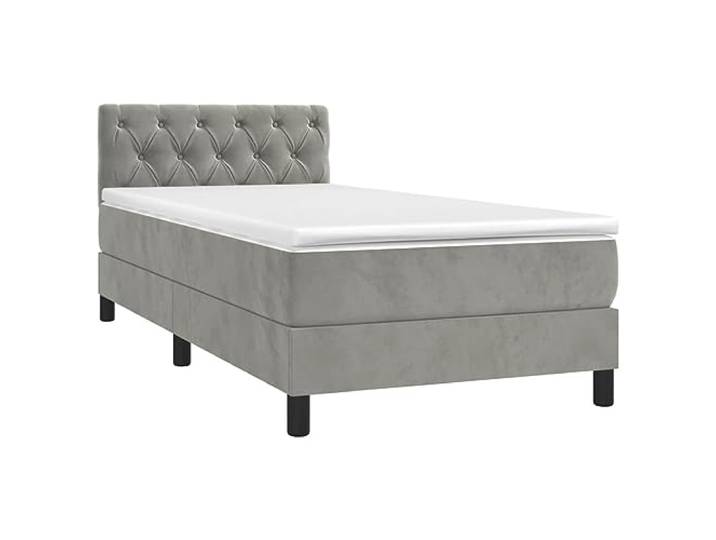 vidaXL Boxspringbett mit Matratze Hellgrau 80x200 cm Samt