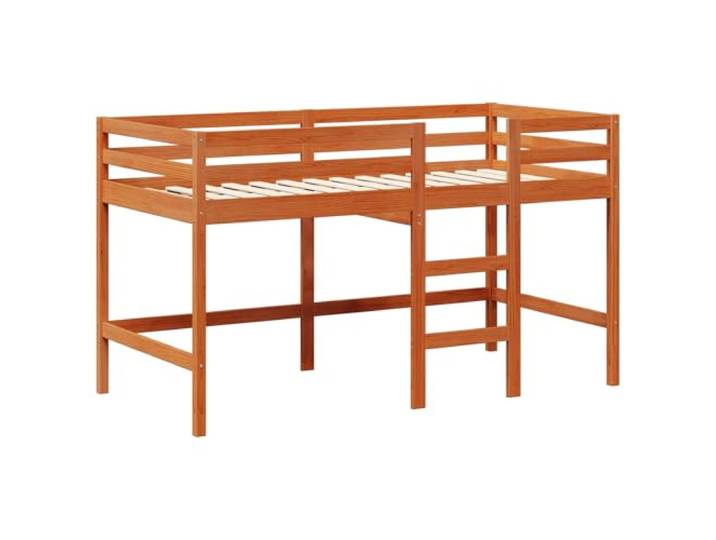 KTHLBRH Etagenbett 90 x 190 cm Braun Wachs Massives Kiefernholz, modernes Design, für Schlafzimmer