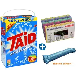 Set Vollwaschmittel 10 kg inkl. Wäscheleine u. 50 Klammern inkl. Vollwaschmittel, Wäscheleine und Wäscheklammern