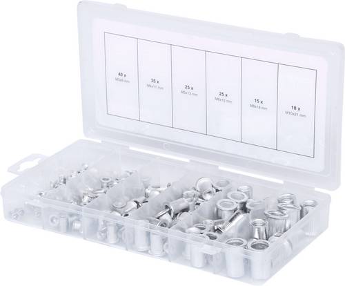 KS Tools 970.0620 Sortiment Gewindenieten, Aluminium, M3x9mm-M10x21mm, 150-tlg