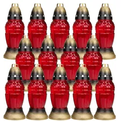 LUKS Grabstein Kerze rot 401K 21cm 14St