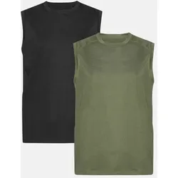 SUSTAIN SPORT TANK TOP - 2-Pack - Schwarz | Olivgrün - L