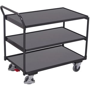 VARIOfit Tischwagen sw-600.600/AG, Metall & Holz, mit 3 Etagen, Tragkraft 250kg, 985 x 590mm