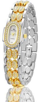 Everyday Crate BS Bee Sister Diamond Bracelet Watch Luxury Ladies Quartz Watch Stainless Steel Style Wristwatch golden Silver