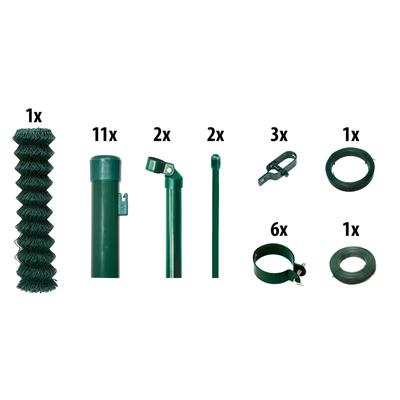 Maschendrahtzaun GARDEN 'N' MORE, grün, H:80cm L:25cm, Stahl, Zaunelemente, 1 Element für 25 m, LxH: 2500 x 83 cm, mit 11 Pfosten