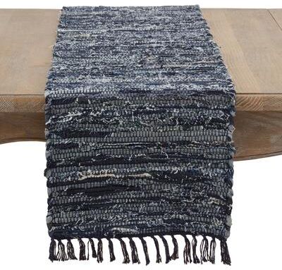Saro Lifestyle Denim Chindi Table Runner