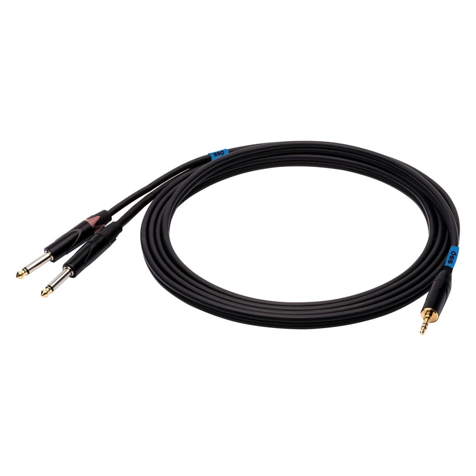 SSQ MIJM3 SS-1815 Kabel Jack Stereo 3 5 mm - 2x Jack Mono 6 3 mm 3 m Schwarz (3 m, AUX Kabel) (SS-1815)