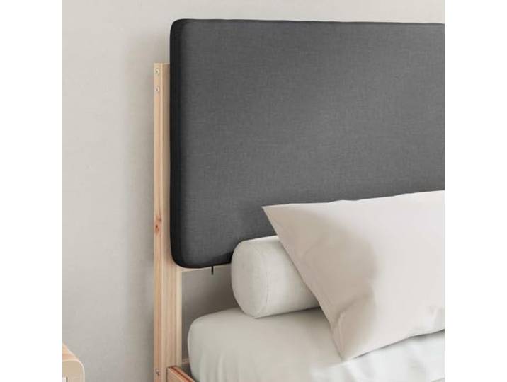 KTHLBRH Bett mit Kopfteil, dunkelgrau, 120 x 190 cm Massives Kiefernholz, Lattenrost, kein Boxspring erforderlich, einfach zu montieren