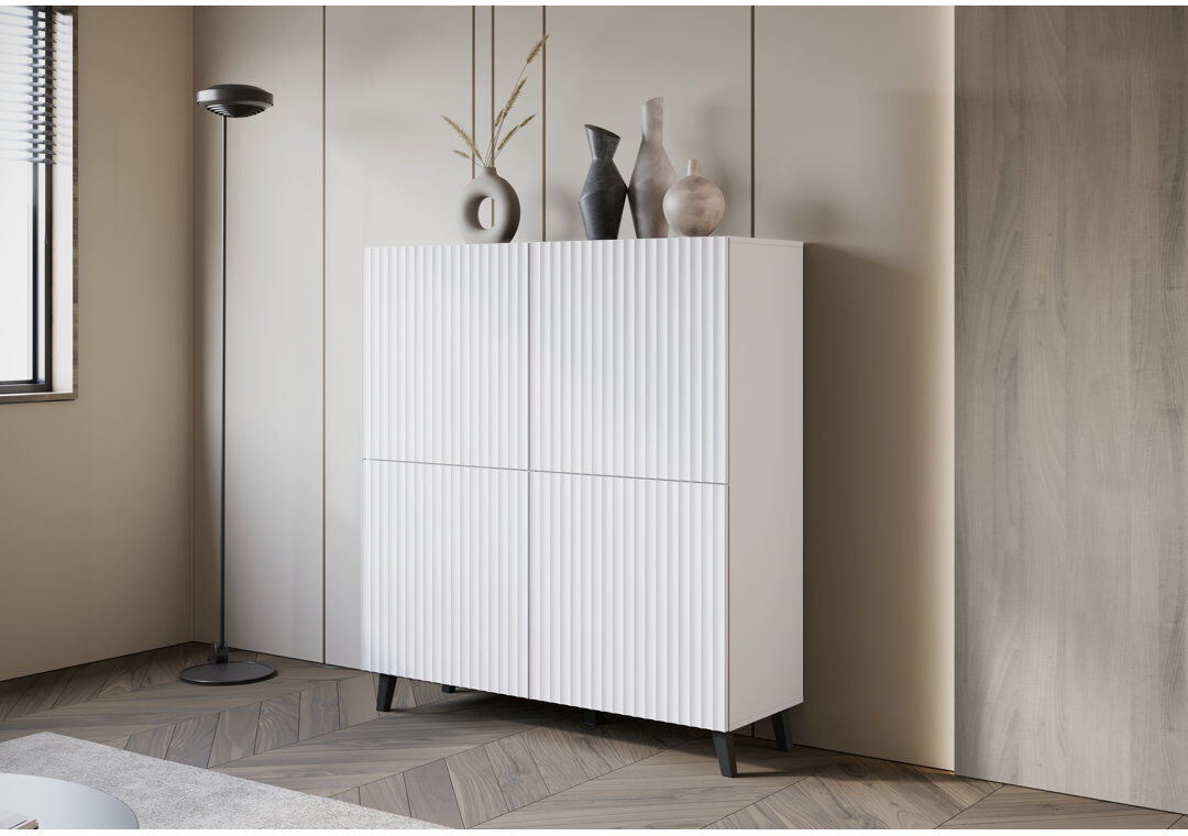 George Oliver 120cm Sideboard White 130cm H X 120cm W X 39.5cm D