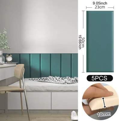 Inspire Curations 3D Soft Leather Peel And Stick Wall Panels Padded Headboard Tiles green 5pcs