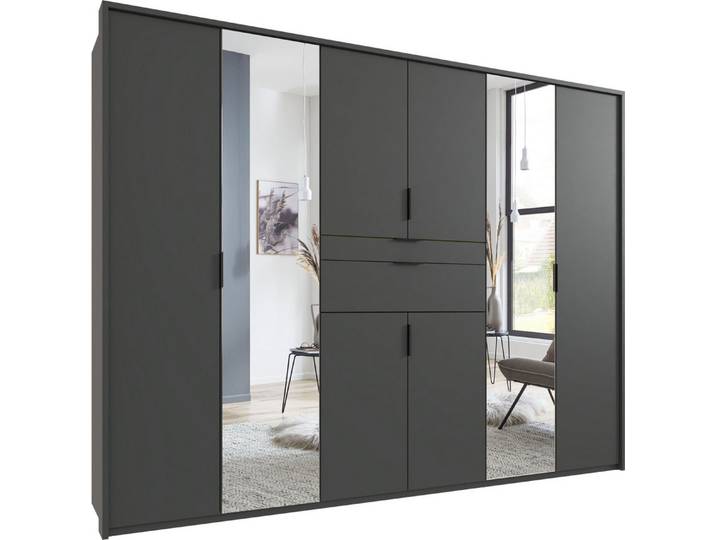 Wimex Drehtürenschrank Moldau Kleiderschrank mit Spiegel Schlafzimmerschrank Wähle deine Innenausstattung fertig konfiguriert im Schrank