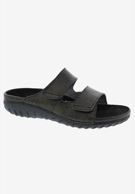 Women's Cruize Footbed Sandal by Drew in Black Leather (Size 6 M)