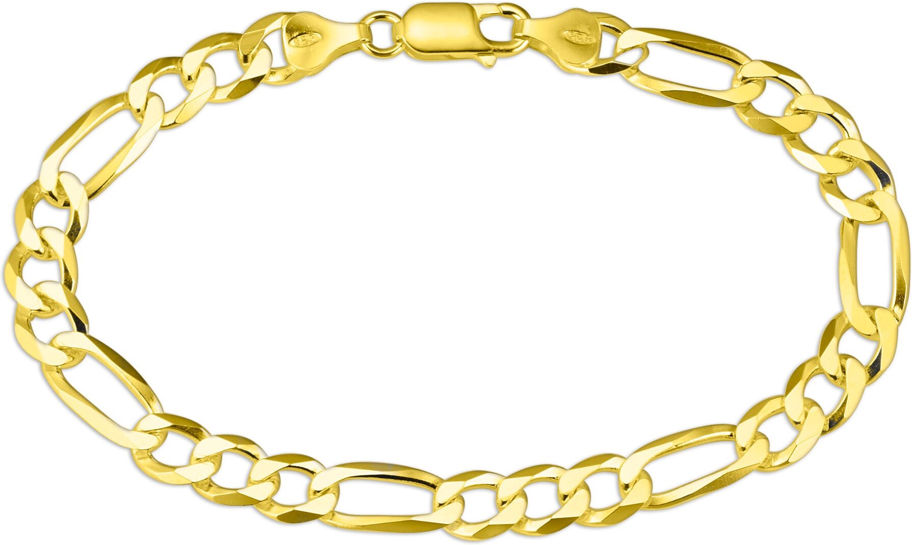 Armband BRUNO BANANI "Schmuck Geschenk Silber 925 Armschmuck Armkette Figarokette" Gr. 21, gold (gelbgoldfarben), Armbänder, Herren, 21, Silber 925 (Sterlingsilber), Armband