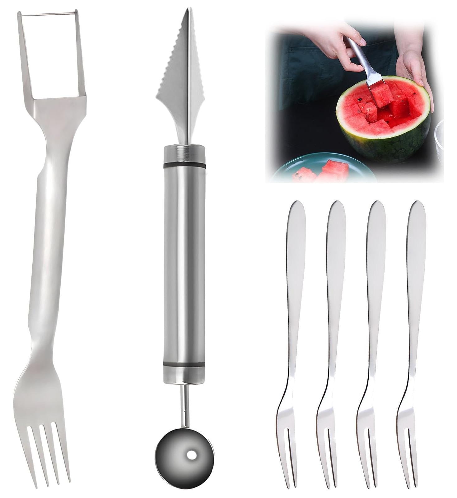 Dripio 6-delige fruitmes set met meloenuitsteker van roestvrij staal