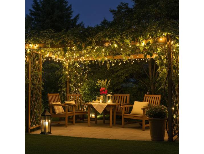 Helle Solar Lichterkette, 560 warmweisse flexible LEDs & 40 Stunden Leuchtdauer